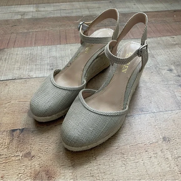 Lauren Ralph Lauren Buckle Tie Wedge Heel Espadrille Shoes Womens Size 7 - Picture 4 of 12